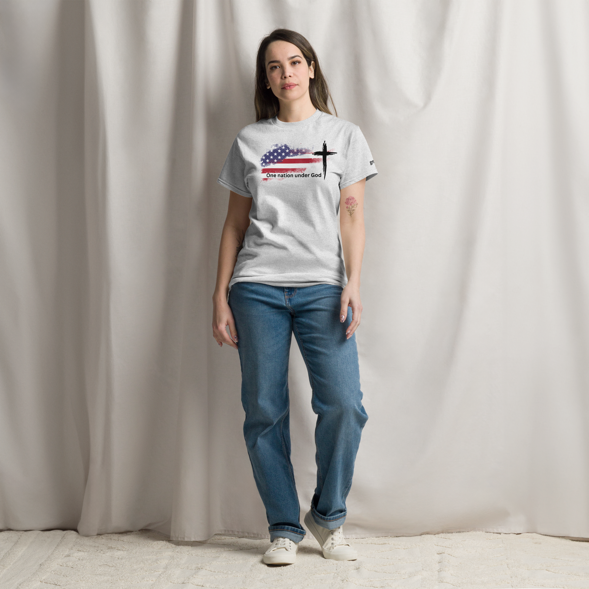 One Nation Under God T-Shirt | Distressed American Flag Christian Apparel