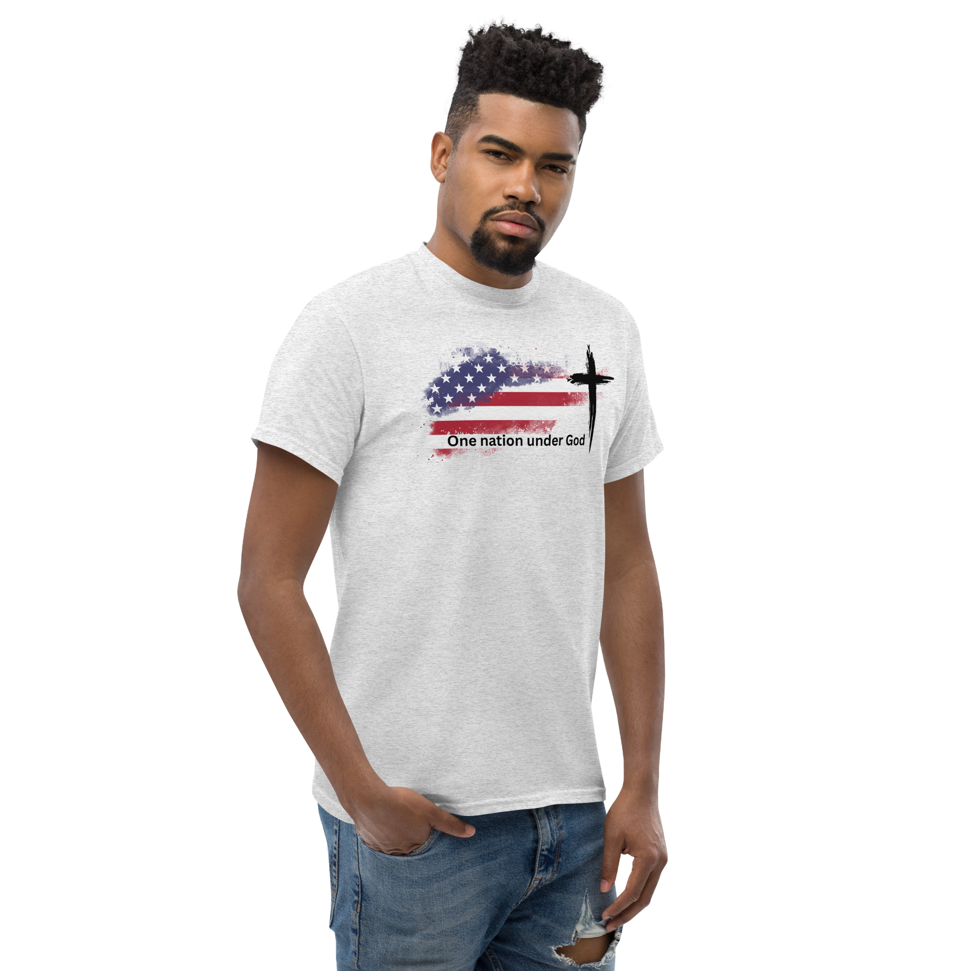 One Nation Under God T-Shirt | Distressed American Flag Christian Apparel